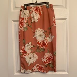 Pink floral pencil skirt
